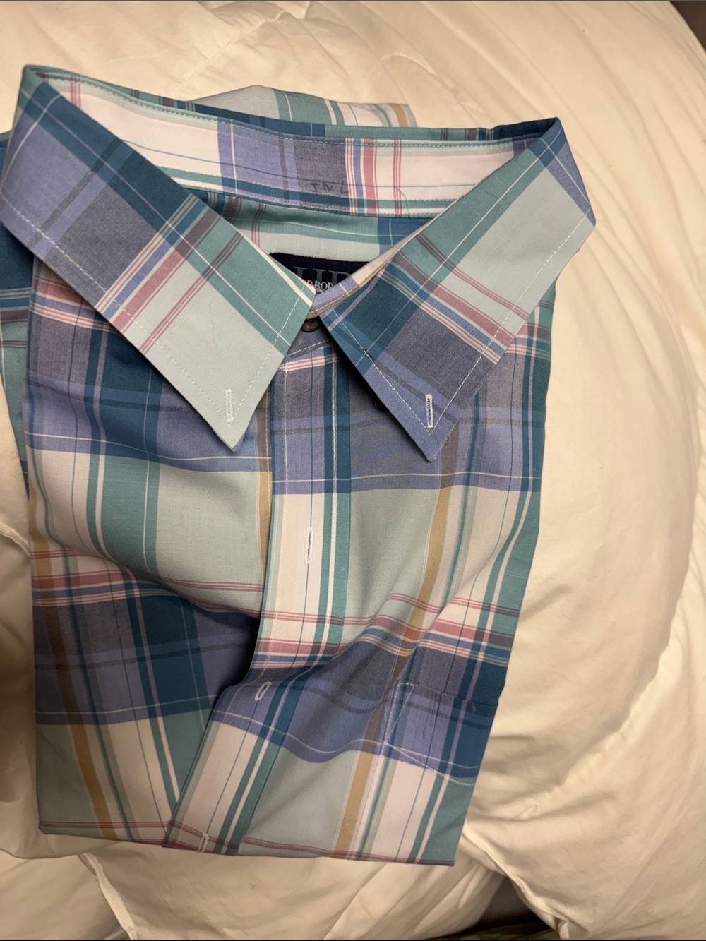 Harbor Bay Teal and Blue Plaid Button-Down Shirt
